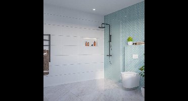 FugaFlow Eccelente Vetro Inloopdouche - mat glas - 40x200cm - 8mm - nano - blind inbouw profiel