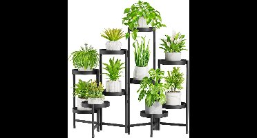 Stunq® Plantenstandaard, metaal met 10 etages, bloemenstandaard, plantenrek, bloemenrek, voor binnen en buiten, bloementrappen, voor binnen, standaard, rek voor tuin, balkon, woonkamer (rond,