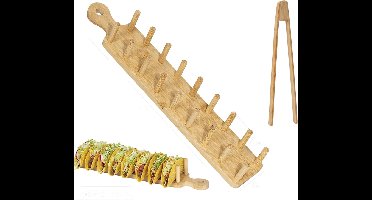 2 stuks Bamboe tortillarek - stevig en praktisch met cliphandvat - opbergbak voor tortilla's - serveerschaal - 40,64 cm × 7,11 cm × 4,83 cm - voor gebruik in de keuken - natuurlijke houtkleur