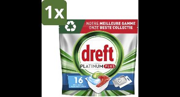 Dreft Platinum Plus - All In One - Vaatwascapsules - Fresh Herbal Breeze - 16 Afwasbeurten - 1 stuk