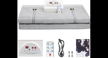 Sauna deken – Warmtedeken – Elektrische deken – Wellness deken – Ontspanningsdeken – Lichtgrijs – Instelbare temperatuur – Dubbele rits ontwerp