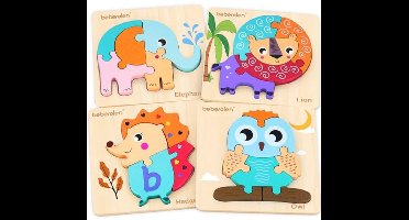 Beberolen Houten Puzzels voor 1 2 3 Jarige Meisjes en Jongens, Dierenpuzzels Montessori Speelgoed, 1e Verjaardagscadeaus voor Baby Peuters, Educatief Leren Voorschools Speelgoed