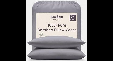 Bambaw Bamboo Cushion Covers, Super Soft Hotel Quality Cushion Covers, Cooling Anti-Allergic, Set of 2 Luxury Pillowcases 40 x 80 cm, Dark Grey
