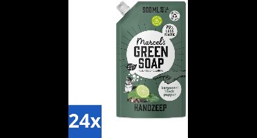 24 x Marcel's Green Soap - Handzeep - Bergamot & Black Pepper - Natuurlijke verzorging - 500 ml - Handzeep Navulling - Biologische Handzeep - Duurzame Handzeep - Bergamot Zeep - Zwarte Peper Zeep