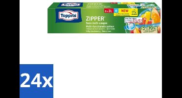 Toppits – Zipper Multifunctionele Zakken – 3 Liter – 8 Zakjes - Voordeelverpakking - 24 stuks