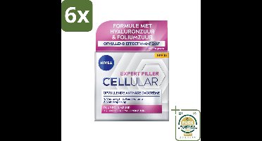 NIVEA - CELLular Expert Filler Dagcrème - Anti-Veroudering Gezichtscrème - SPF 15 - Met Hyaluronzuur, Creatine & Foliumzuur - 50 ml - Voordeelverpakking - 6 stuks - Hyaluronzuur - Foliumzuur