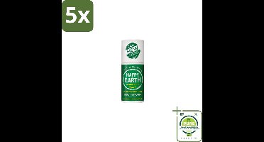 5 x Happy Earth – Deodorant Roll-On – 100% Natuurlijk Bergamot Cedarwood – 75 ml - Grootverpakking - Bergamot - Cederhout - Natuurlijke Deodorant - Roll-on Deodorant - 24 Uur Bescherming