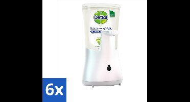 Dettol - Automatische Zeepdispenser - No-Touch Zilver met Aloe Vera - 250 ml - Voordeelverpakking - 6 stuks