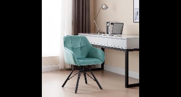 Eetkamerstoelen Set van 6 Draaibaar – Novihome “VeluroWave” Luxe Fluwelen Stoelen met Armleuningen & Ergonomische Rugleuning – Comfortabele Turquoise Keukenstoelen – 360° Draaibare Stoelen voor Eetkamer & Woonkamer