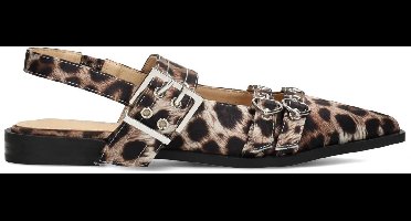 POSH by Poelman AVA Dames Slingbacks - Bruin met dierenprint