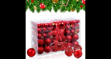 Boraboi® Uitgebreide set van 102 kerstballen inclusief ster voor binnen en buiten,Roze ,rood,6 cm