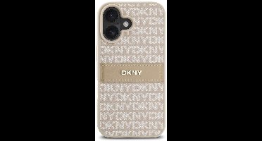 DKNY Back Cover - Apple iPhone 16 - Roze - PU Leather - 360° Bescherming - Kaarthouders