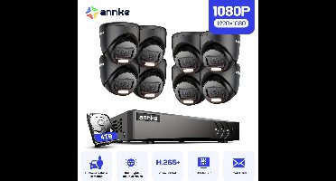 Beveiligingssysteem – CCTV Camera Set – Bewakingscamera – Beveiligingscamera – Turret Camera – 16-Kanaals Bekabeld Systeem – AI Mens- en Voertuigherkenning – 4TB Opslag & Nachtzicht 30 Meter