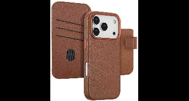 Accezz Hoesje - Geschikt voor Apple iPhone 17 Pro - Leather Bookcase 2-in-1 geschikt voor MagSafe - Sienna Brown