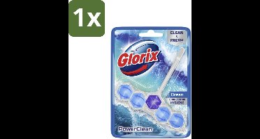 1 x Glorix - Toiletblok - Power Clean Ocean - Frisse Geur - 1 blok - Toiletblok - Oceaanfrisheid - Hygiëne - Reiniging - Anti-kalk