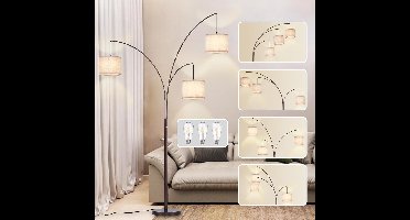 Booglampen Staand Voerlamp - Vloerlampen Woonkamer - Zwart met beige