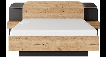 Vente-unique Bedframe hout zwart 160 x 200 cm JUVISIA