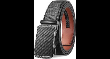 LAKIDAY herenriem, ratelriem met automatische sluiting voor herenpak, leren riem, 35 mm riem, in maat verstelbaar