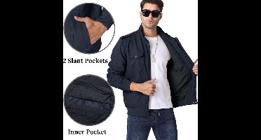 Heren Bomberjack Katoen Militaire Stijl met Rits en Meerdere Cargo Zakken