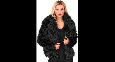 Zwarte Bontjas Style Icon Vrouw