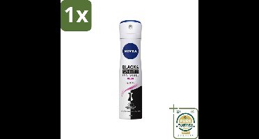1 x Nivea - Deospray - Invisible Black & White - 48 Uur Lange Bescherming - 150 ml- Nivea Deospray - Anti-Transpirant - Witte Strepen - Gele Vlekken - Kledingbescherming