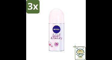 3 x Nivea - Deodorant - Roller - Pearl & Beauty - Anti-Transpirant - 50 ml - Grootverpakking - Nivea Deodorant Roller - Anti-Transpirant - 48 Uur Bescherming - Okselbescherming - Parel-extracten