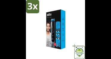 3 x Braun - Trimset - 7-in-1 - 1 Trim Apparaat - 6 Opzetstukken - Grootverpakking - Baardtrimmer - Scheerapparaat - Trimset - 7-in-1 Trimmer - Oplaadbare Trimmer