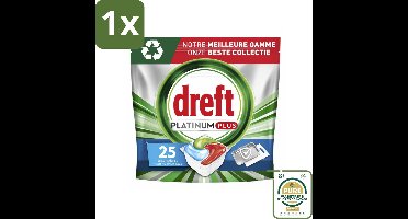 1 x Dreft Platinum Plus - All In One - Vaatwascapsules - Deep Clean Boosted - 25 Afwasbeurten- Vaatwasmiddel - Vaatwastabletten - Vaatwascapsules - Reinigingsmiddel - Vaatwasser