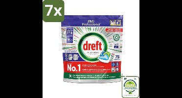 7 x Dreft Professional - Platinum - All In One - Vaatwascapsules - 75 Afwasbeurten - Grootverpakking - Vaatwascapsules - Vaatwasser Capsules - Professionele Vaatwas - Vaatwasser Reiniging - Hardnekkige Vlekken
