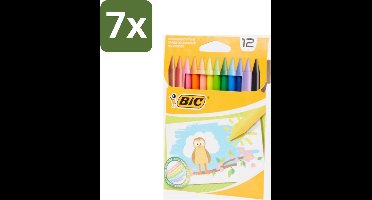 BIC - Waskrijt - Diverse Kleuren - 12 Krijtjes - Bulkverpakking - 7 stuks