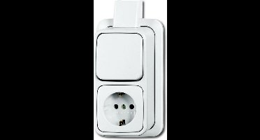 Busch-Jaeger AP plus combinatie wissel m. randaarde m. barcodelabel wit