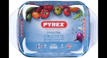 Pyrex - Let's Share Ovenschaal met Grepen 2L - Transparant - Borosilicaatglas