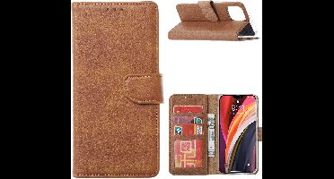 Hoesje Geschikt voor iPhone 12 Pro Max Hoesje met Pasjeshouder cover Bruin