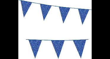 Glitter blauwe kartonnen vlaggenlijn slinger.