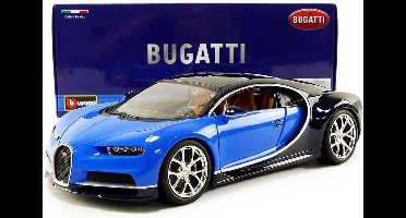 Bburago Bugatti Chiron 2016 - Blauw/Zwart Schaal 1:18