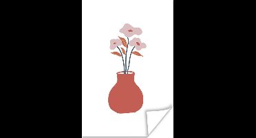 Poster Kunst - abstracte moderne kunst met een vaas met bloemen - 20x30 cm