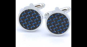 Manchetknopen - Blauwe Glans Zwart Rond