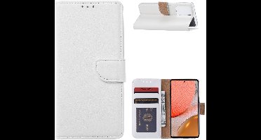 Hoesje Geschikt Voor Samsung Galaxy A72 hoesje bookcase Wit - Hoesje Geschikt Voor Samsung Galaxy A72 5G portemonnee book case hoes cover