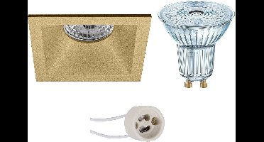 LED Spot Set - LEDVANCE Parathom PAR16 940 36D - Proma Pollon Pro - GU10 Fitting - Dimbaar - Inbouw Vierkant - Mat Goud - 3.4W - Natuurlijk Wit 4000K - Verdiept - 82mm