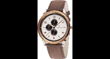 Pierre Cardin Pigalle Nine CPI.2022 Horloge - Leer - Bruin - Ø 44 mm