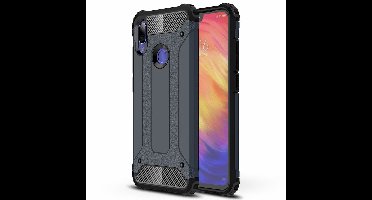 Ntech Hoesje Geschikt voor Xiaomi Note 7 Dual layer Armor Hoesje - Blauw