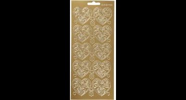 Stickers Goud - Hartjes Decoratie Stickers - Zelfklevende Stickervellen - Valentijn Plakstickers - DIY Kaarten Maken - Scrapbooking & Feestelijke Decoratie - 10x23 cm