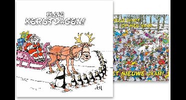 Kaarten - Kerst - Jan van Haasteren - Pinguin oversteek & volle vaart - 10st.