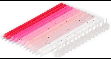 verjaardagskaarsjes 14 cm wax wit/roze/rood 12 stuks