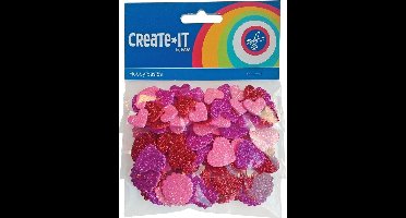 Create It Hobbyset Foam Hartjes Glitter - Zelfklevende hartjes voor kunstenaars