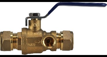 Riko Water-Kogelstopkraan 2Xknel+Aftapgelegenheid 28Mm