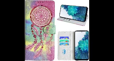 Hoesje geschikt voor Samsung Galaxy S20 FE 5G Bookcase met dromenvanger print Roze