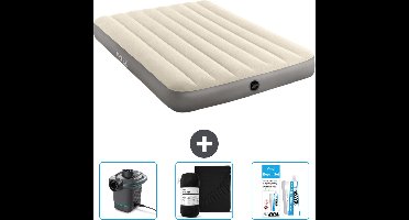 Intex Luchtbed - Twijfelaar - 137 x 191 x 25 cm - Beige - Inclusief Pomp - Hoeslaken en Reparatieset