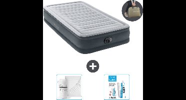 Intex Luchtbed - 1 Persoons - 99 x 191 x 33 cm - Grijs - Inclusief pomp - Hoeslaken en Reparatieset