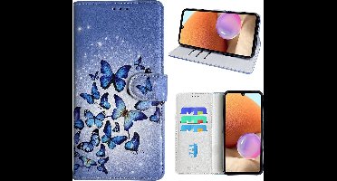Hoesje geschikt voor Samsung Galaxy A32 4G Bookcase met Blauw vlinder print